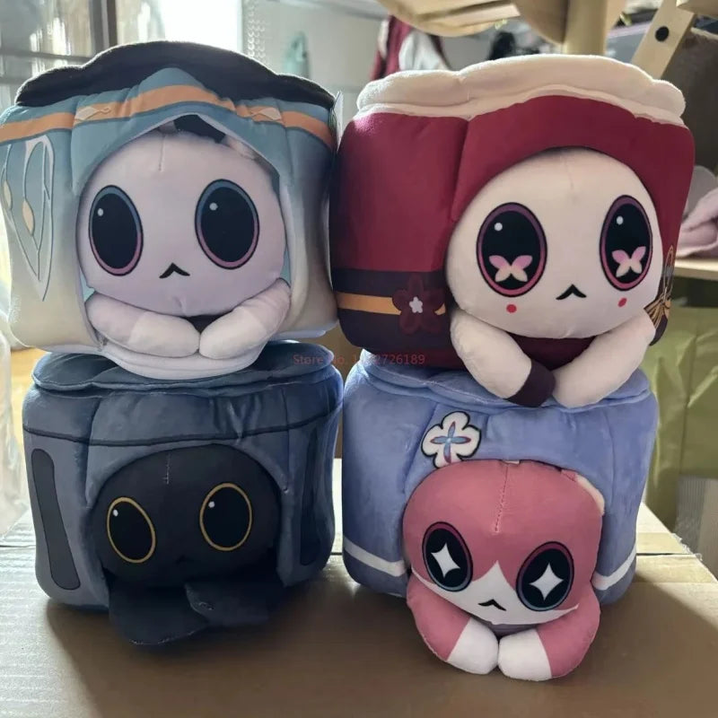 Coussin en peluche gâteau de chat de jeu d'anime