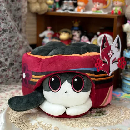 Coussin en peluche gâteau de chat de jeu d'anime